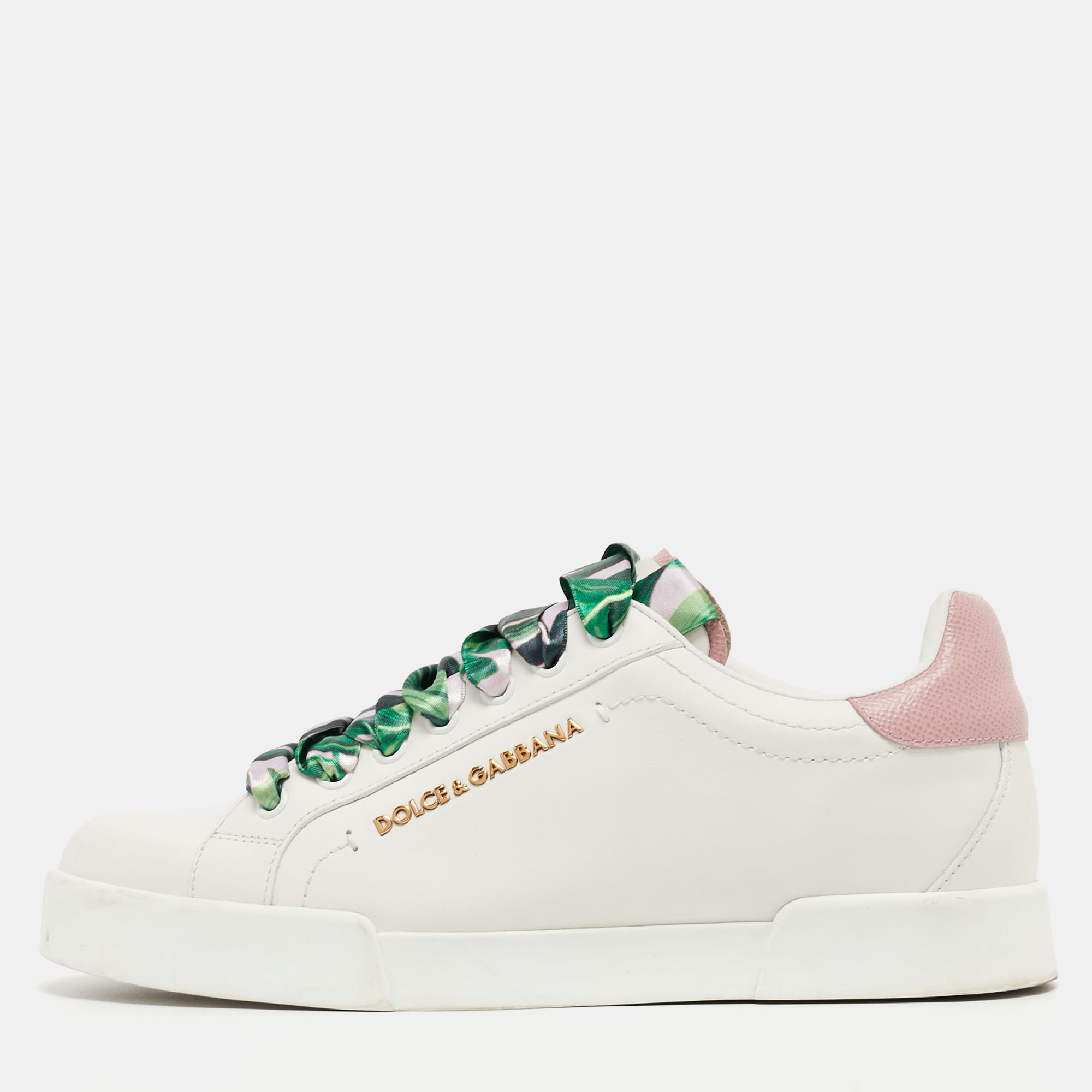 

Dolce & Gabbana Pink/White Leather Low Top Sneakers Size