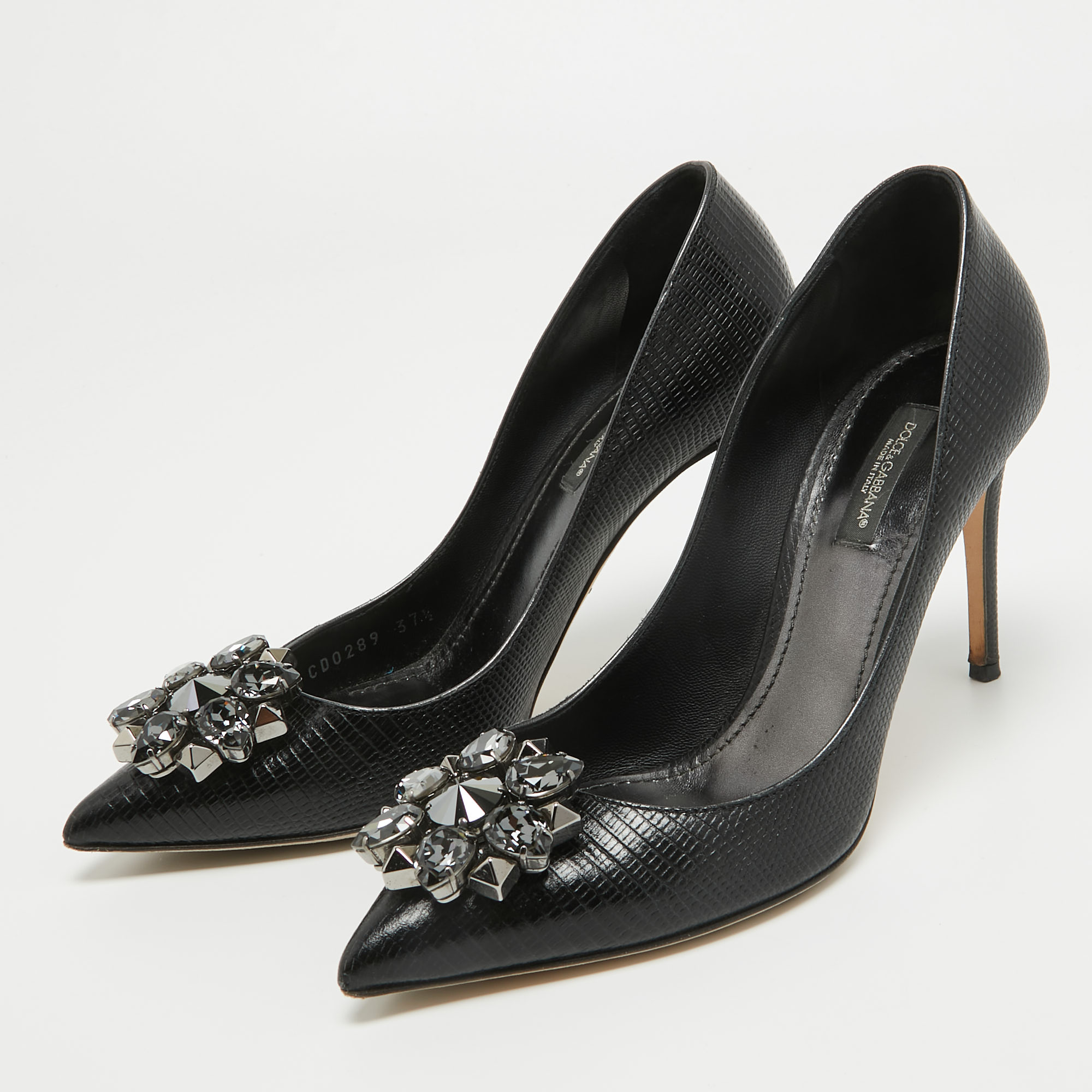 

Dolce & Gabbana Black Lizard Embossed Leather Bellucci Pumps Size