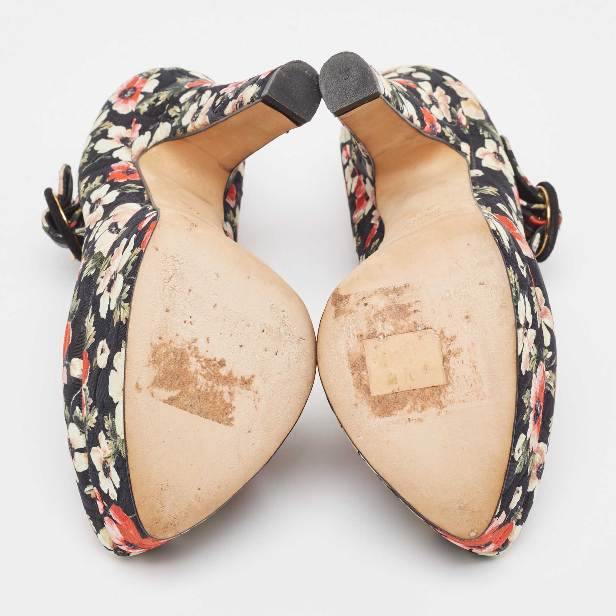 Dolce & Gabbana Multicolor Brocade Fabric Mary Jane Pumps Size 37.5 