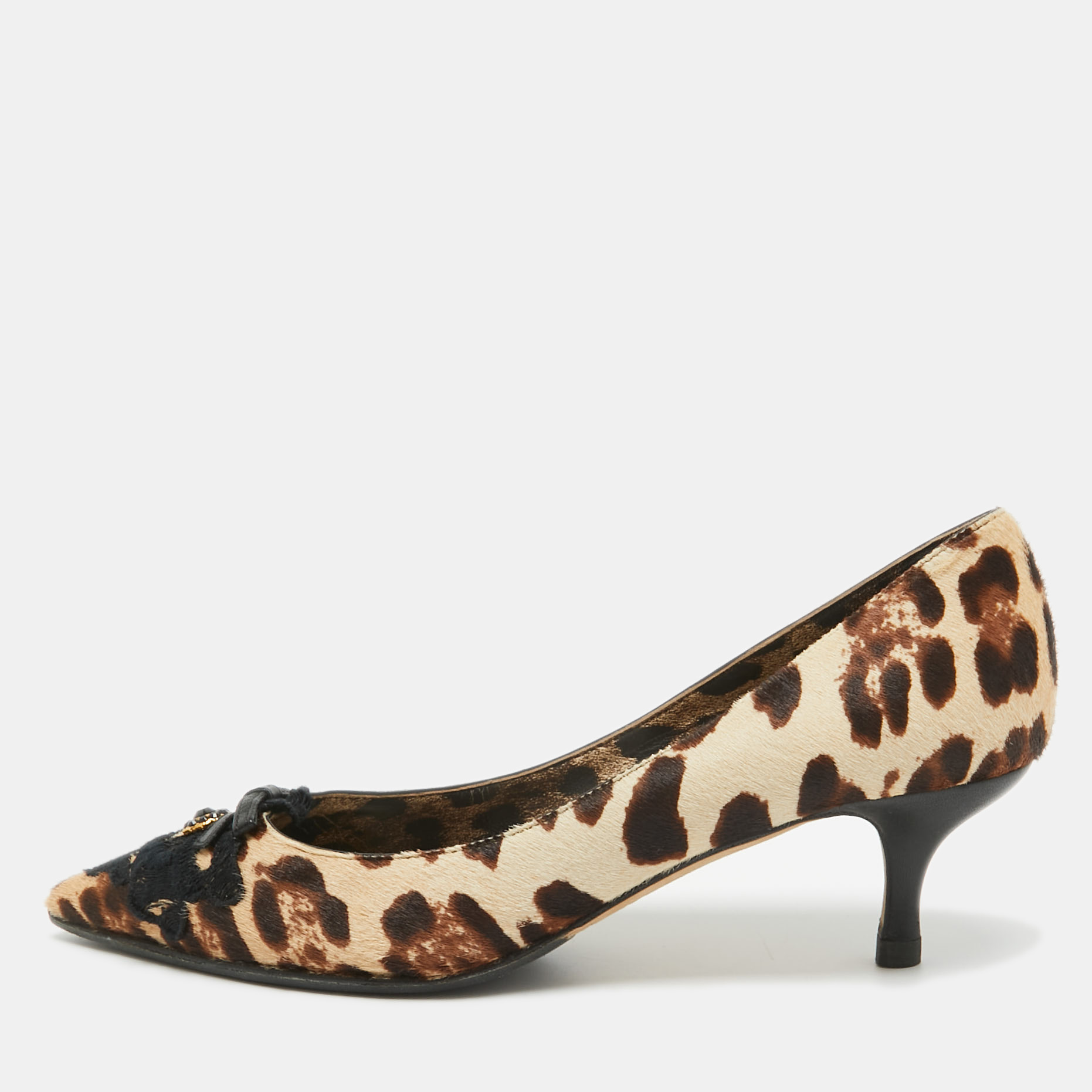 

Dolce & Gabbana Two Tone Animal Print Calf Hair Pointed Toe Pumps Size, Brown