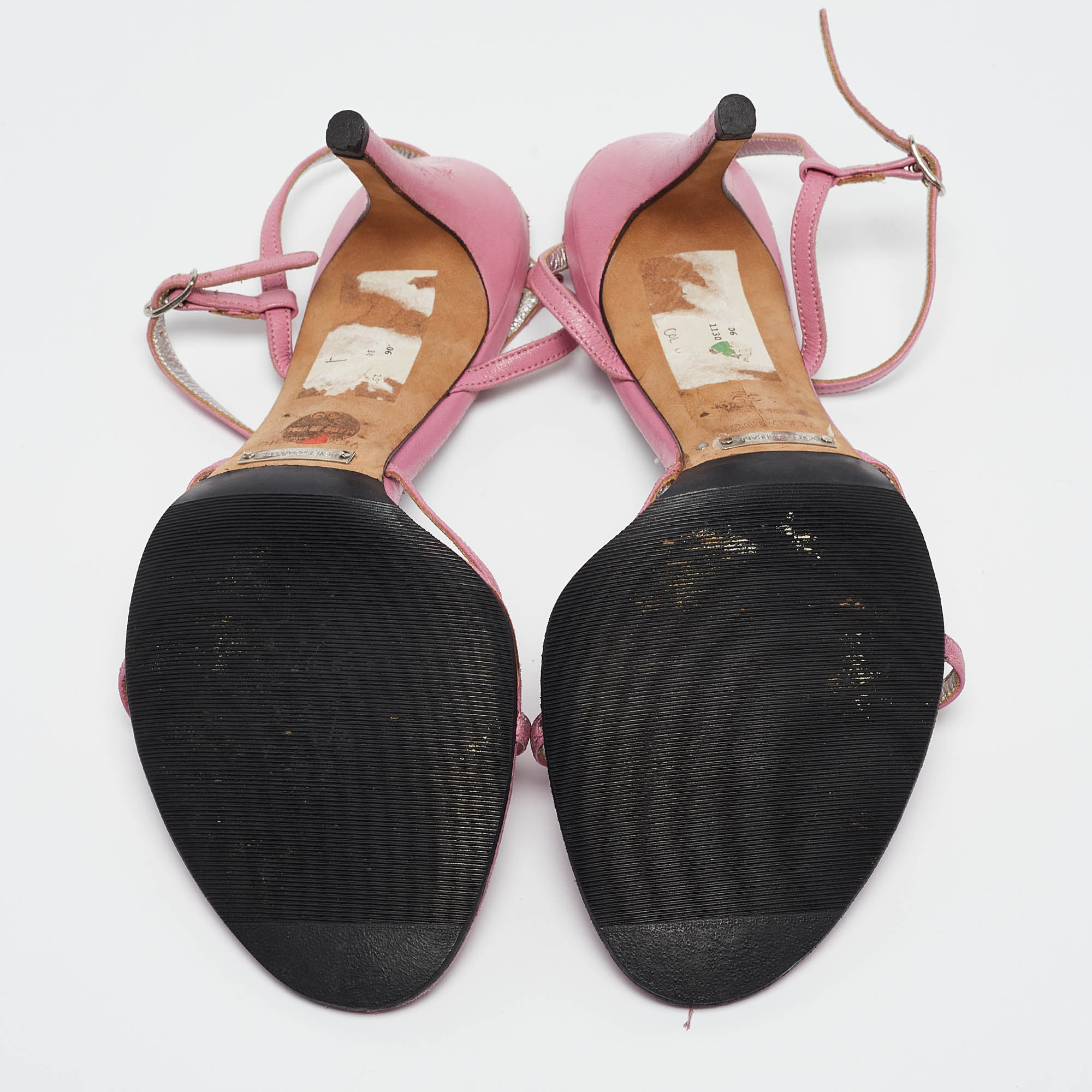 Dolce & Gabbana Pink Leather Ankle Strap Sandals Size 39 