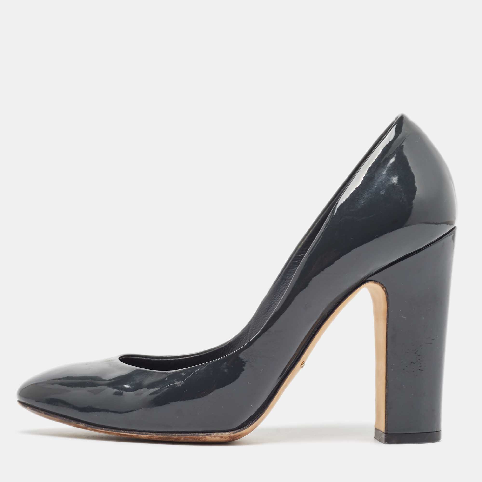 

Dolce & Gabbana Dark Grey Patent Leather Round Toe Pumps Size