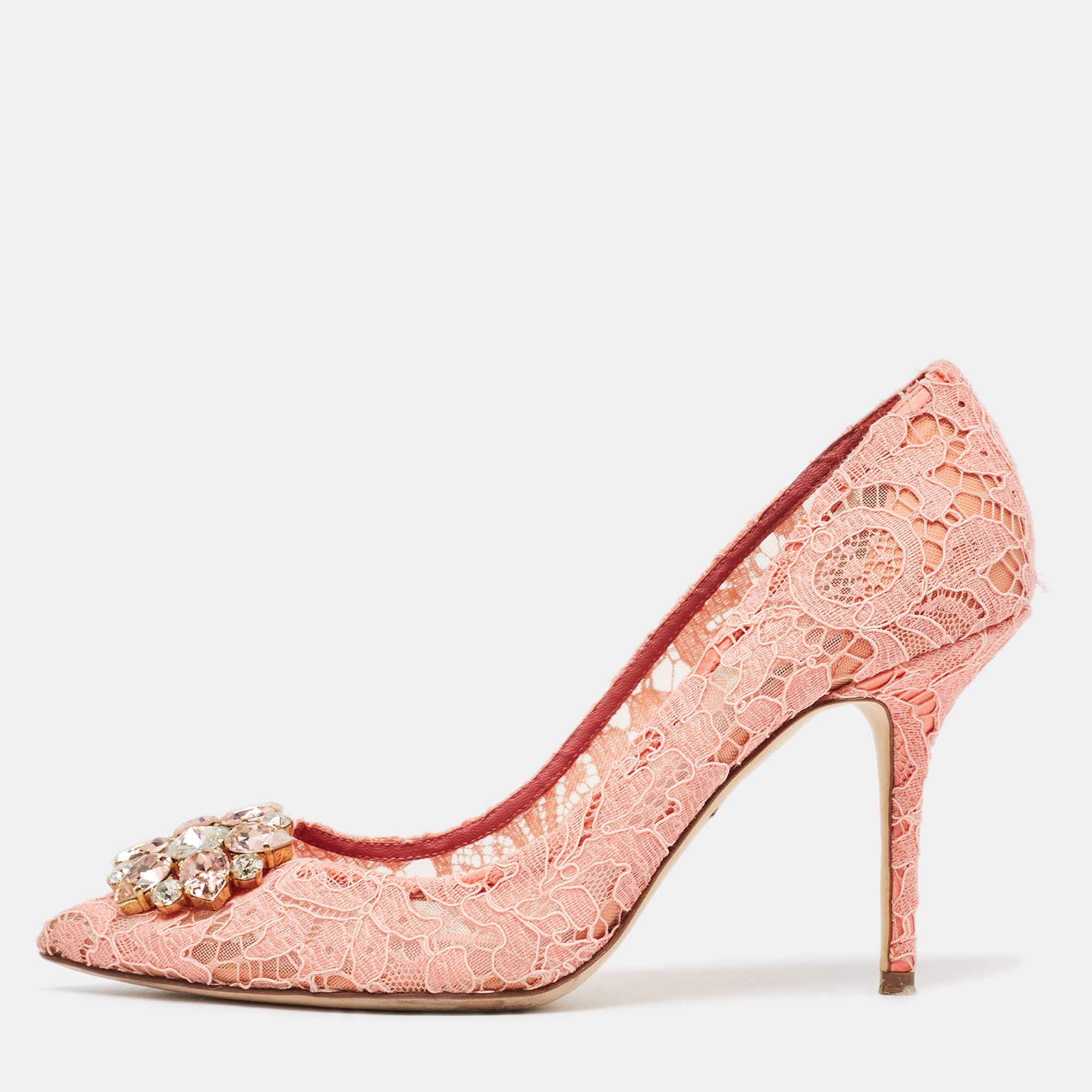

Dolce & Gabbana Pink Lace Bellucci Pumps Size
