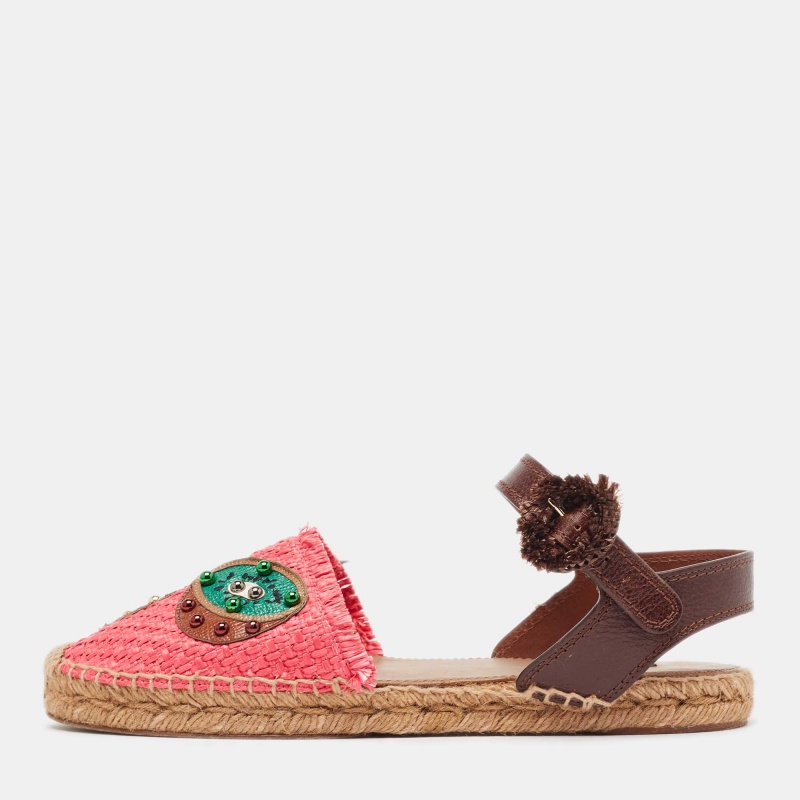 

Dolce & Gabbana Multicolor Raffia and Leather Pineapple Kiwi Patch Espadrille Sandals Size, Pink