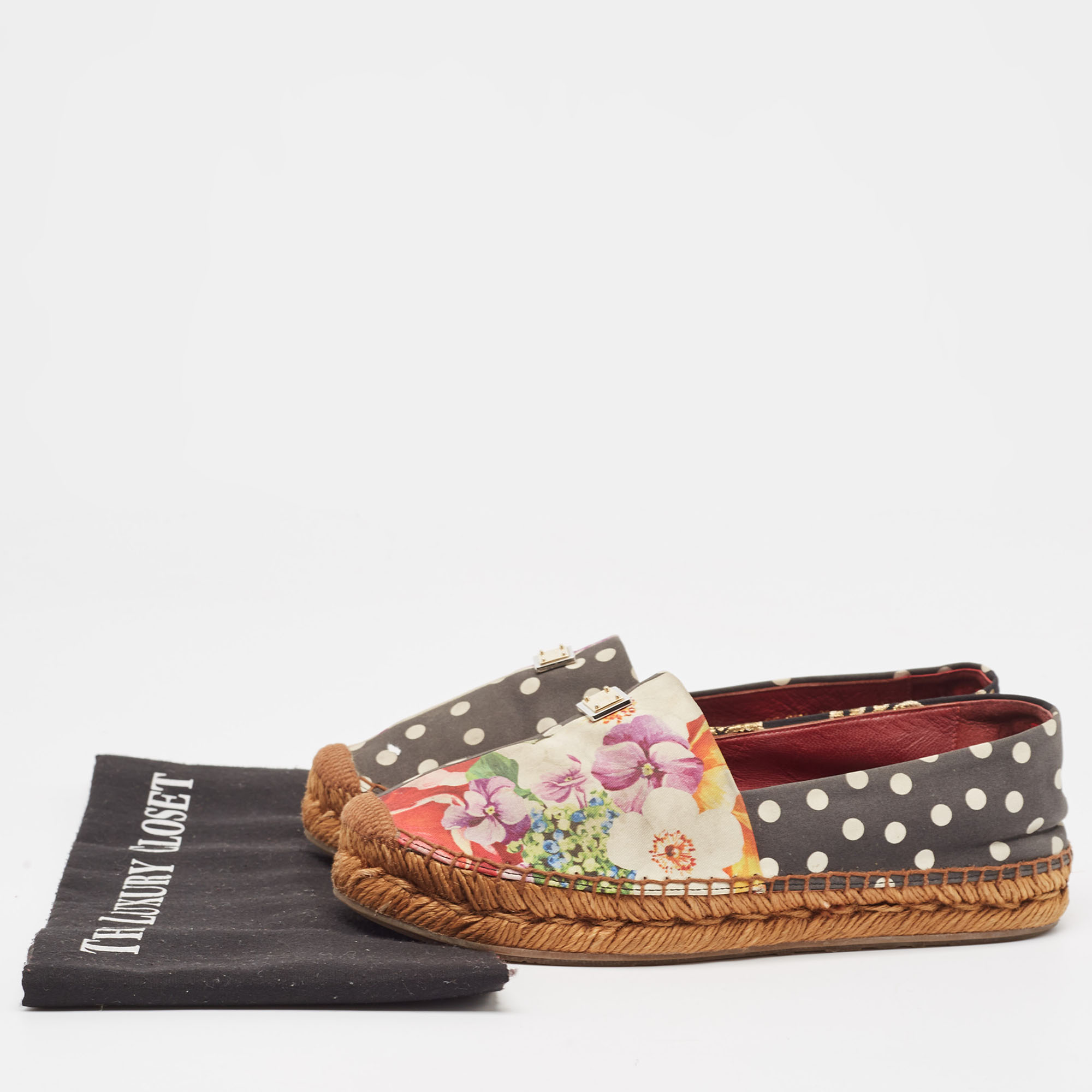Dolce & Gabbana Multicolor Canvas Espadrille Flats Size 38 