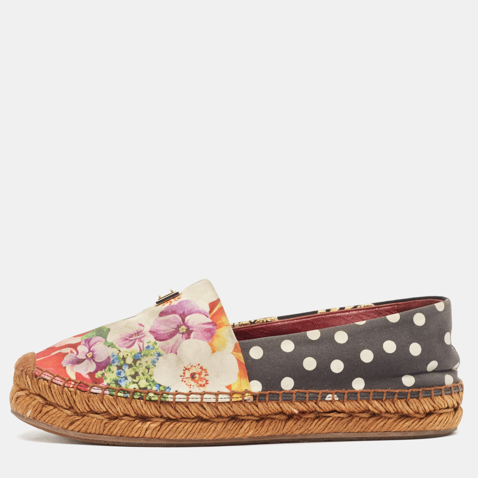 

Dolce & Gabbana Multicolor Canvas Espadrille Flats Size