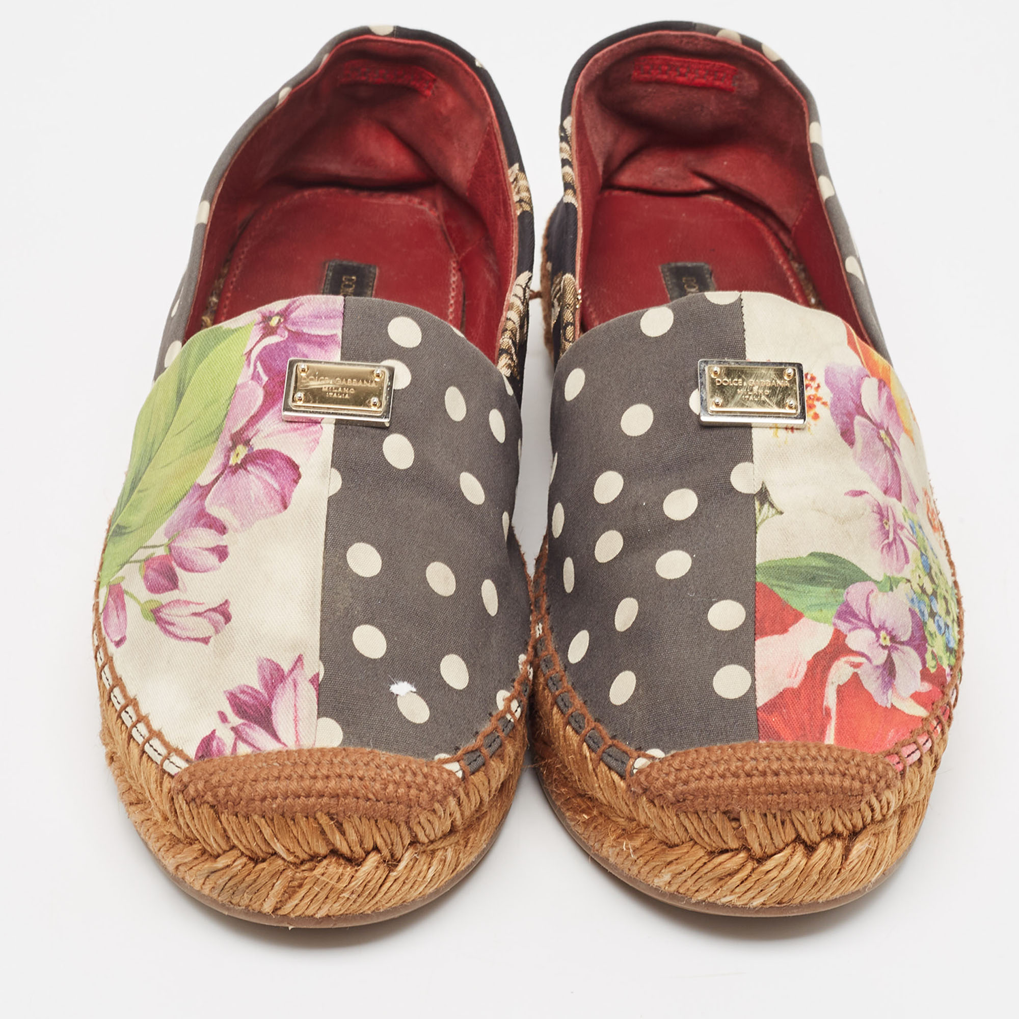 Dolce & Gabbana Multicolor Canvas Espadrille Flats Size 38 