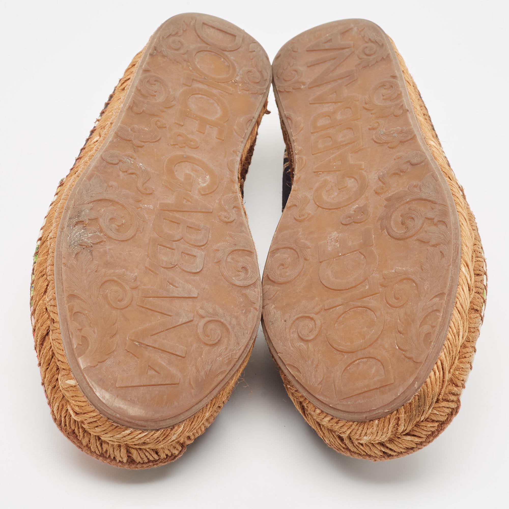 Dolce & Gabbana Multicolor Canvas Espadrille Flats Size 38 