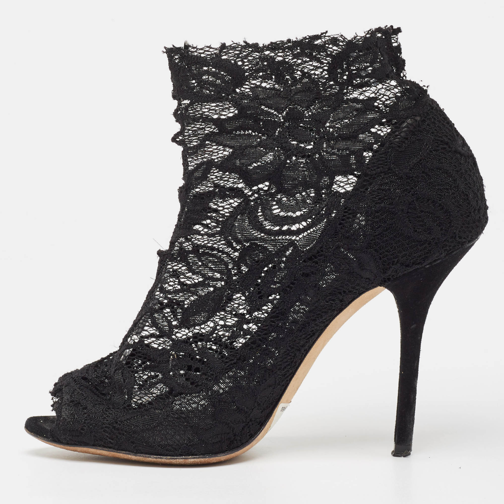 

Dolce & Gabbana Black Lace Peep Toe Ankle Booties Size