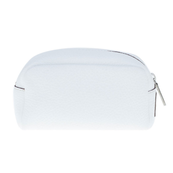 Pre Owned Dolce and Gabbana White Pebbled Leather Cosmetics Case