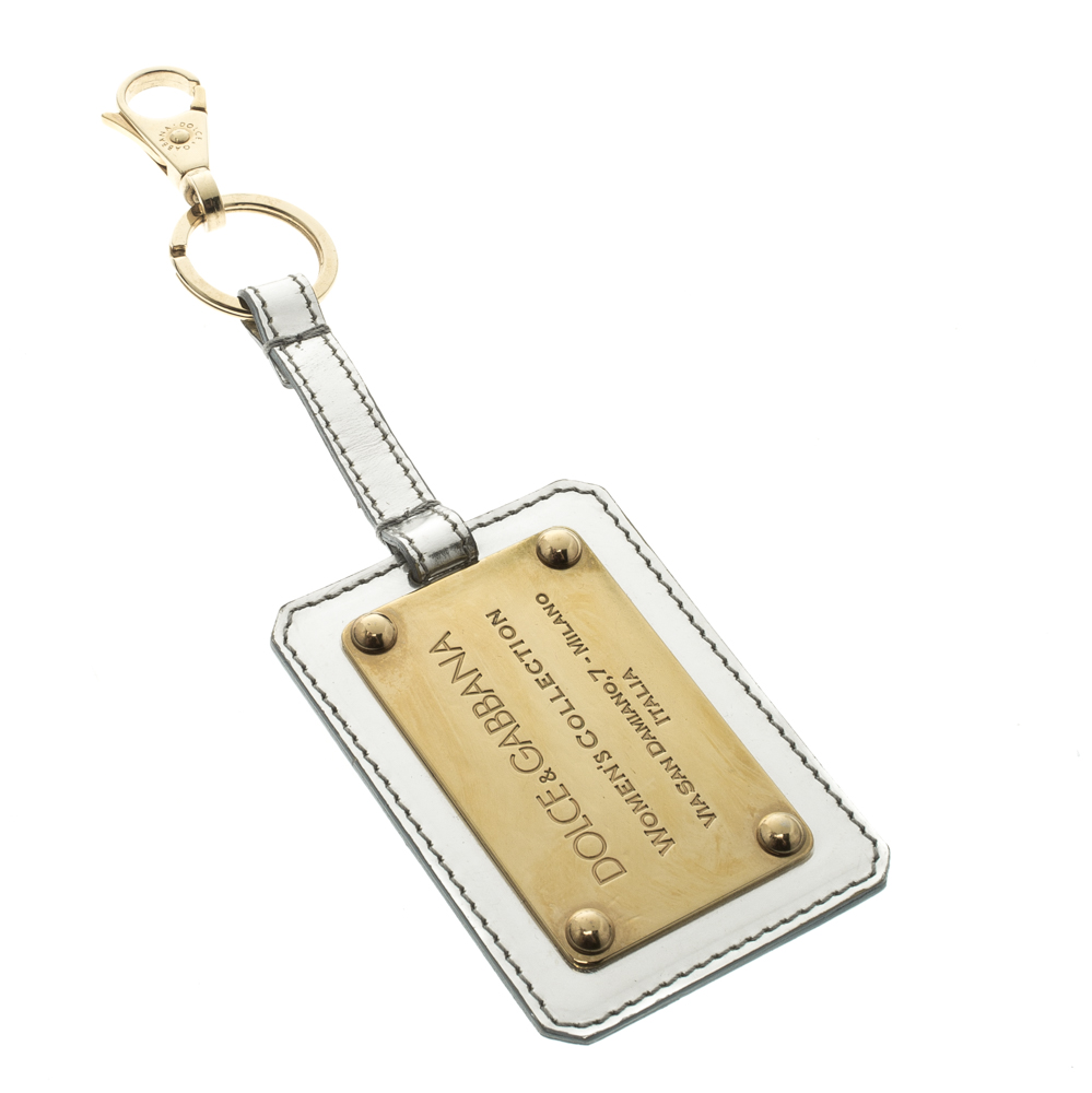 

Dolce & Gabbana Silver & Gold Tone Logo Plaque Keyring