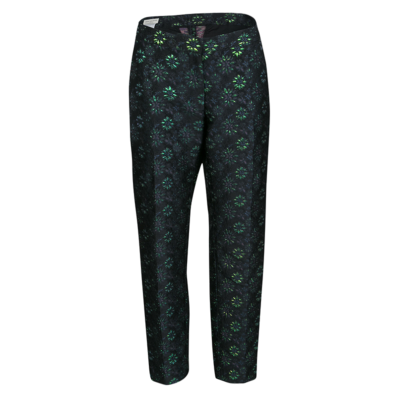 Dries Van Noten Cordo Metallic Floral Brocade Trousers M