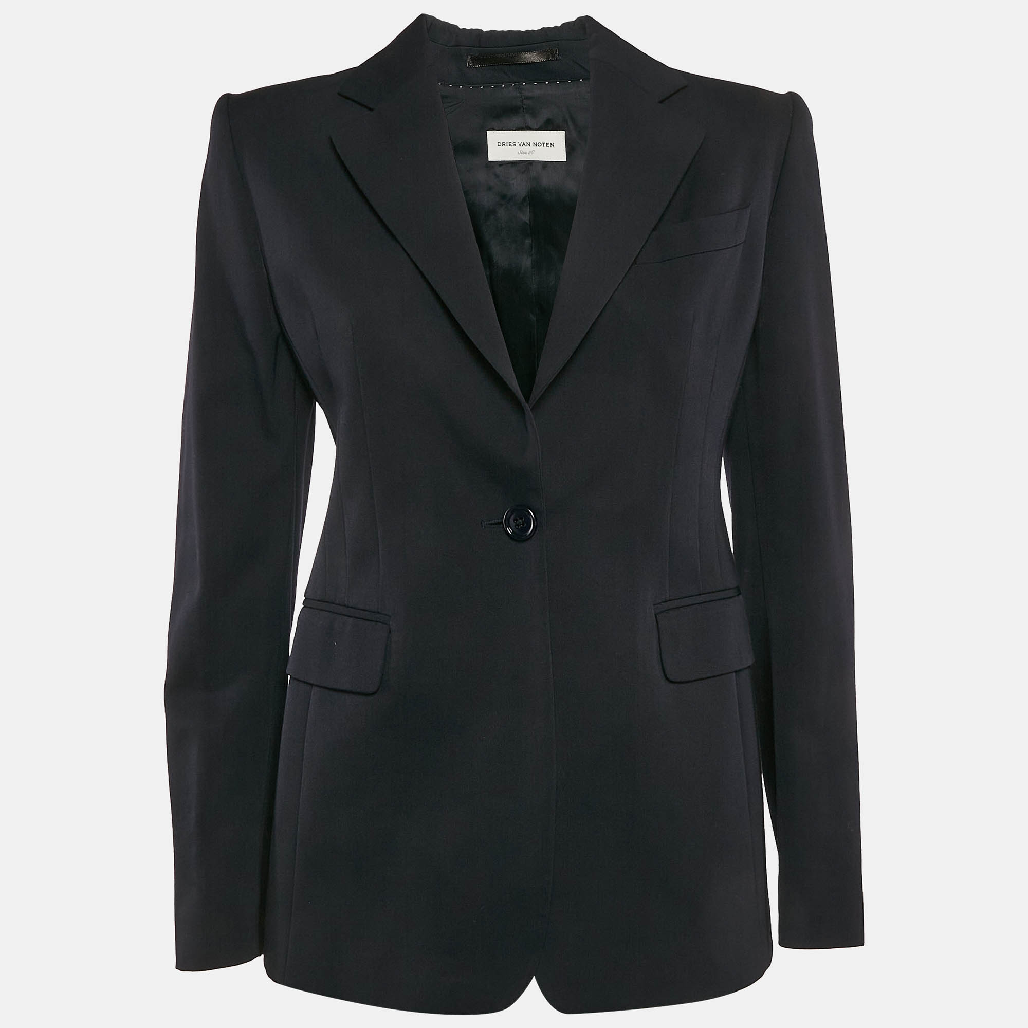 

Dries van Noten Navy Blue Wool Single Breasted Blazer S