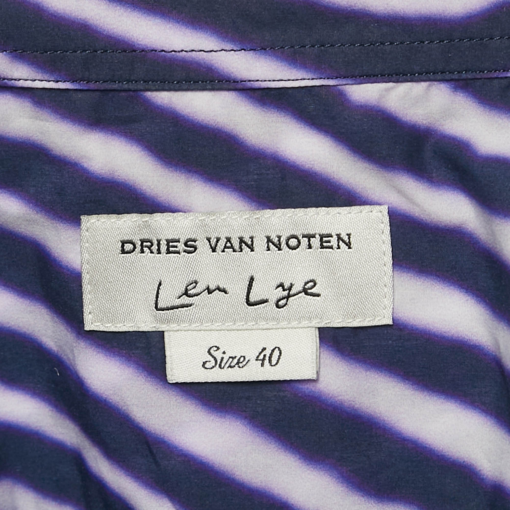 Dries van Noten Navy/Multicolor Printed Cotton Button Front Shirt M 