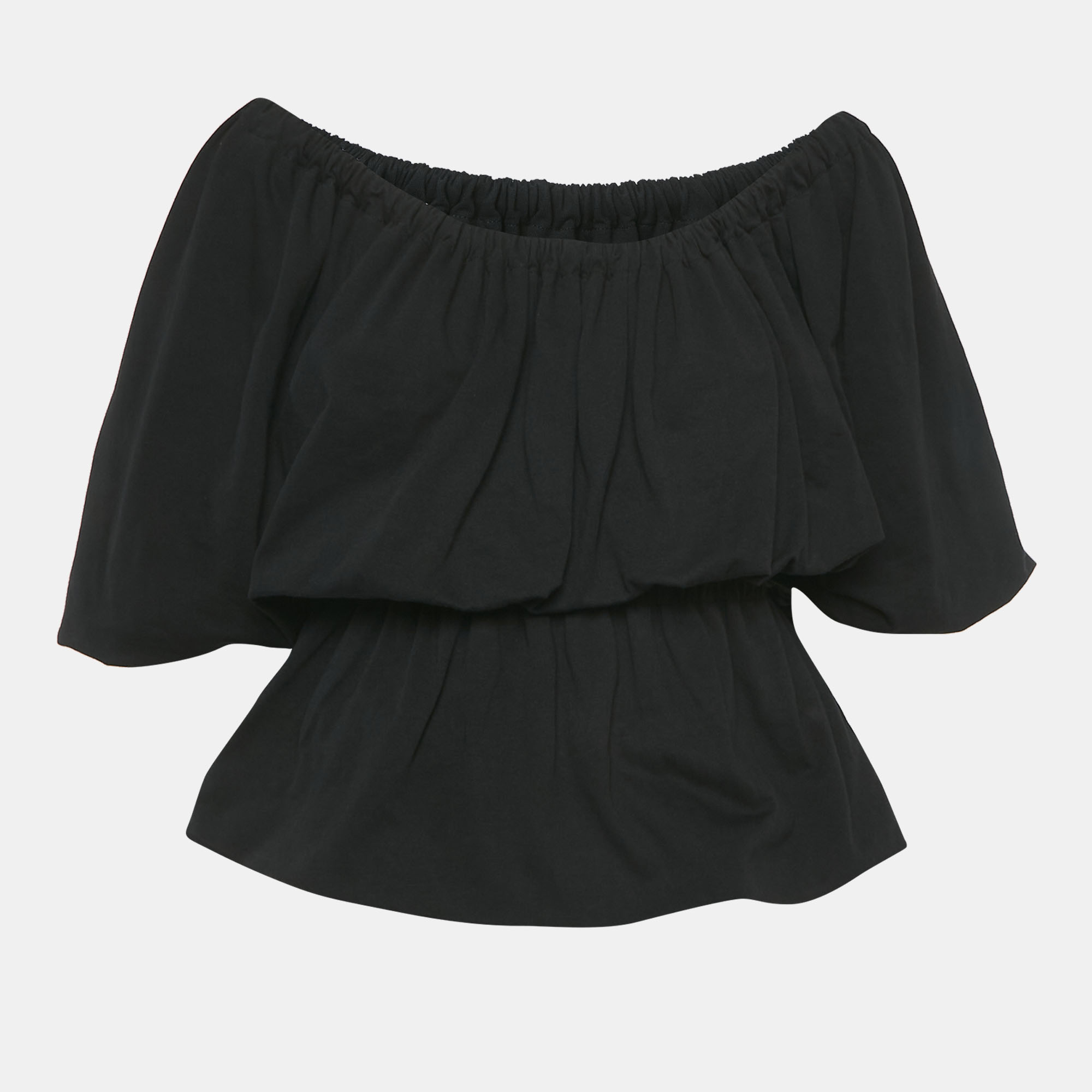 

Dries van Noten Black Cotton Knit Elasticized Detail Top S