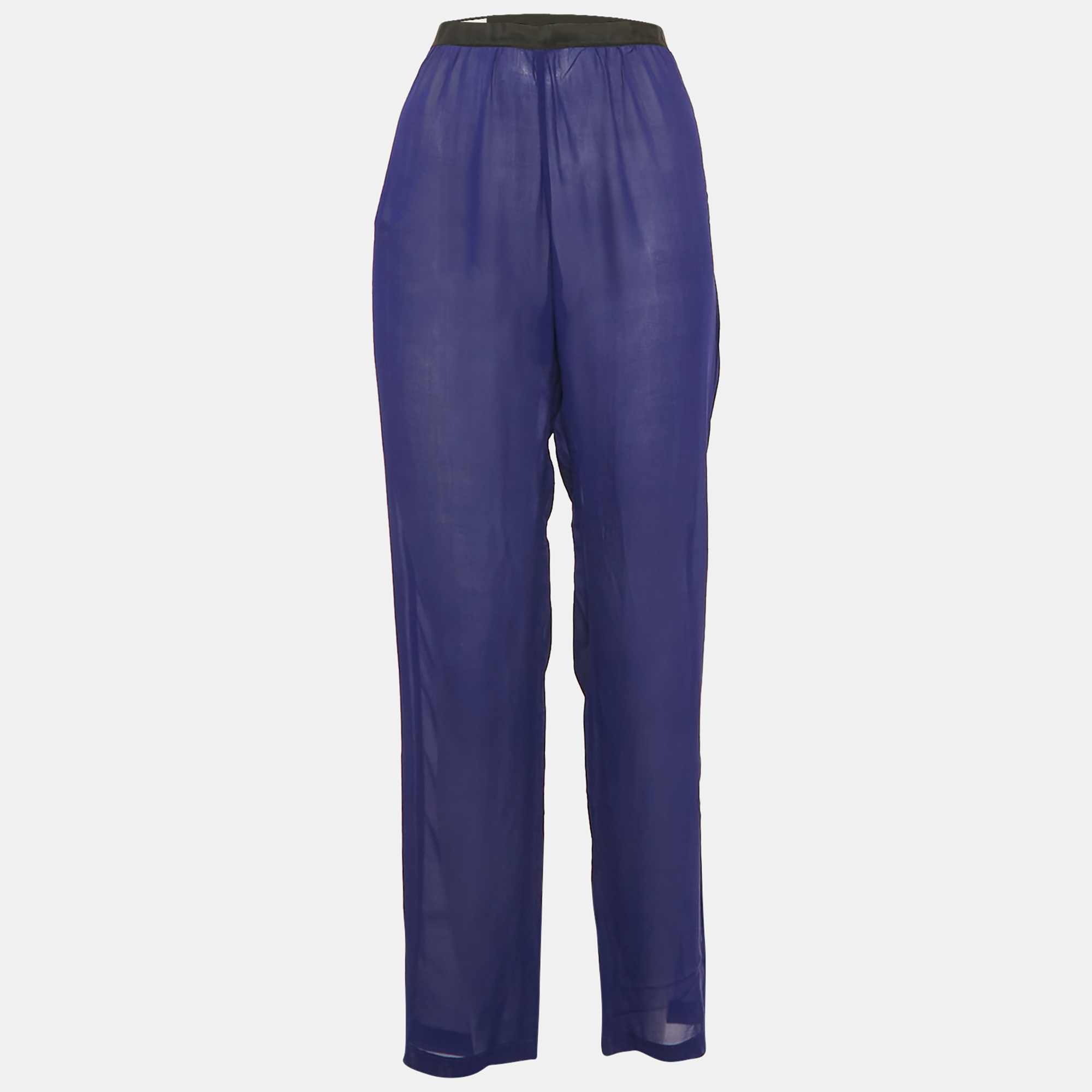 

Dries van Noten Blue Silk Sheer Trousers M