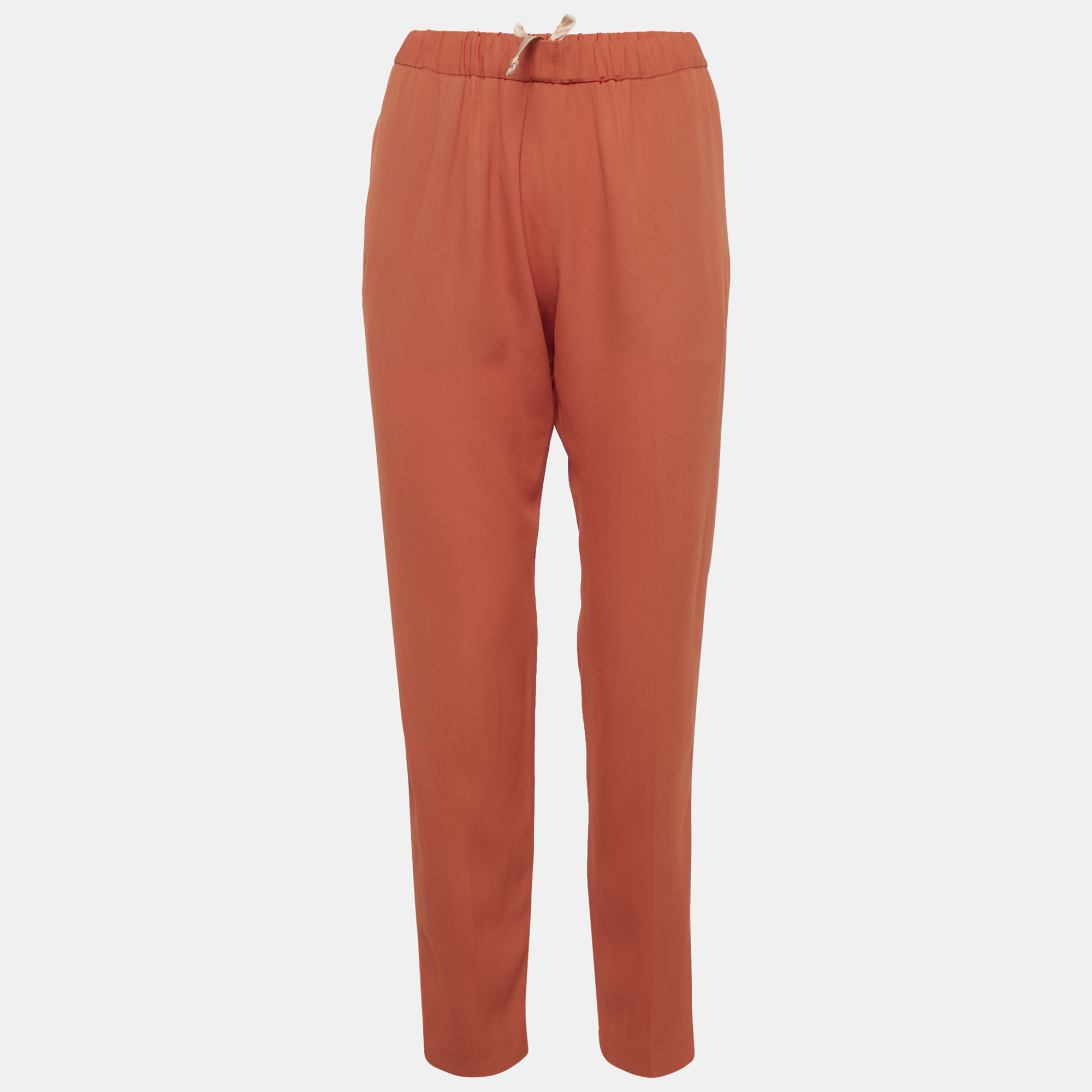 

Dries van Noten Burnt Orange Crepe Formal Trousers S