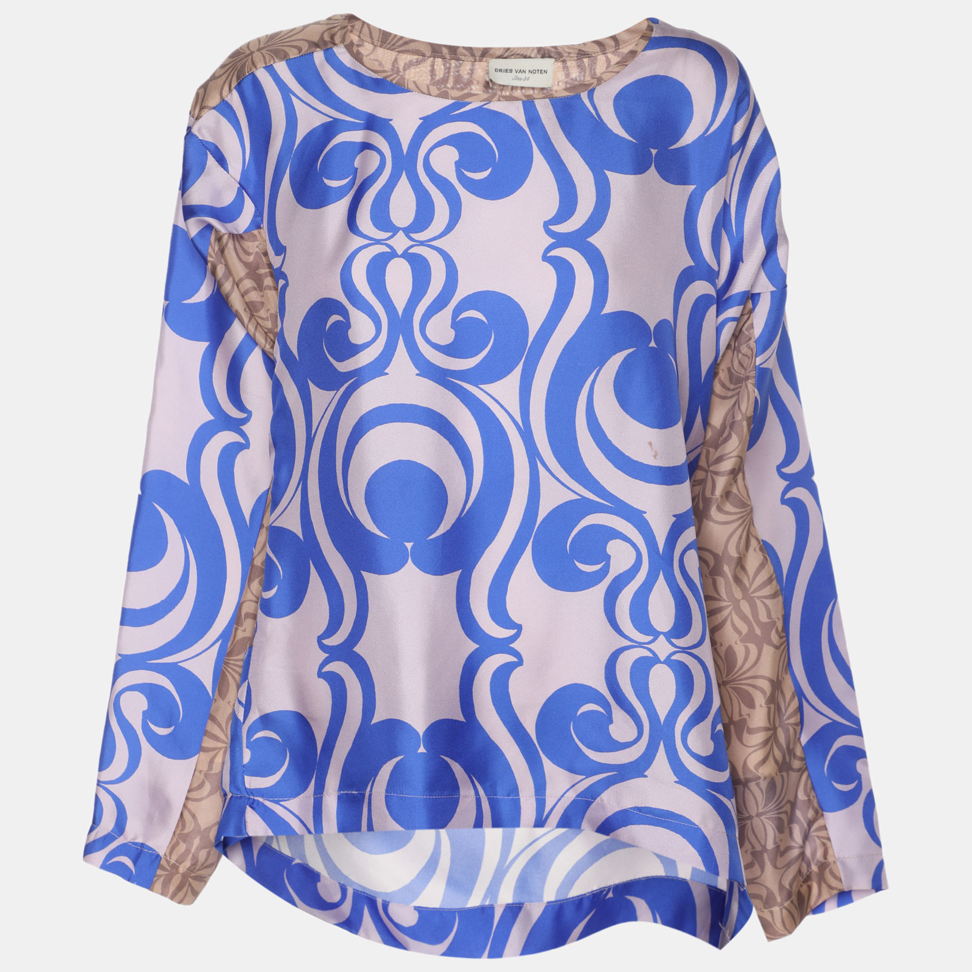 Pre-owned Dries Van Noten Multicolor Printed Silk Blouse S