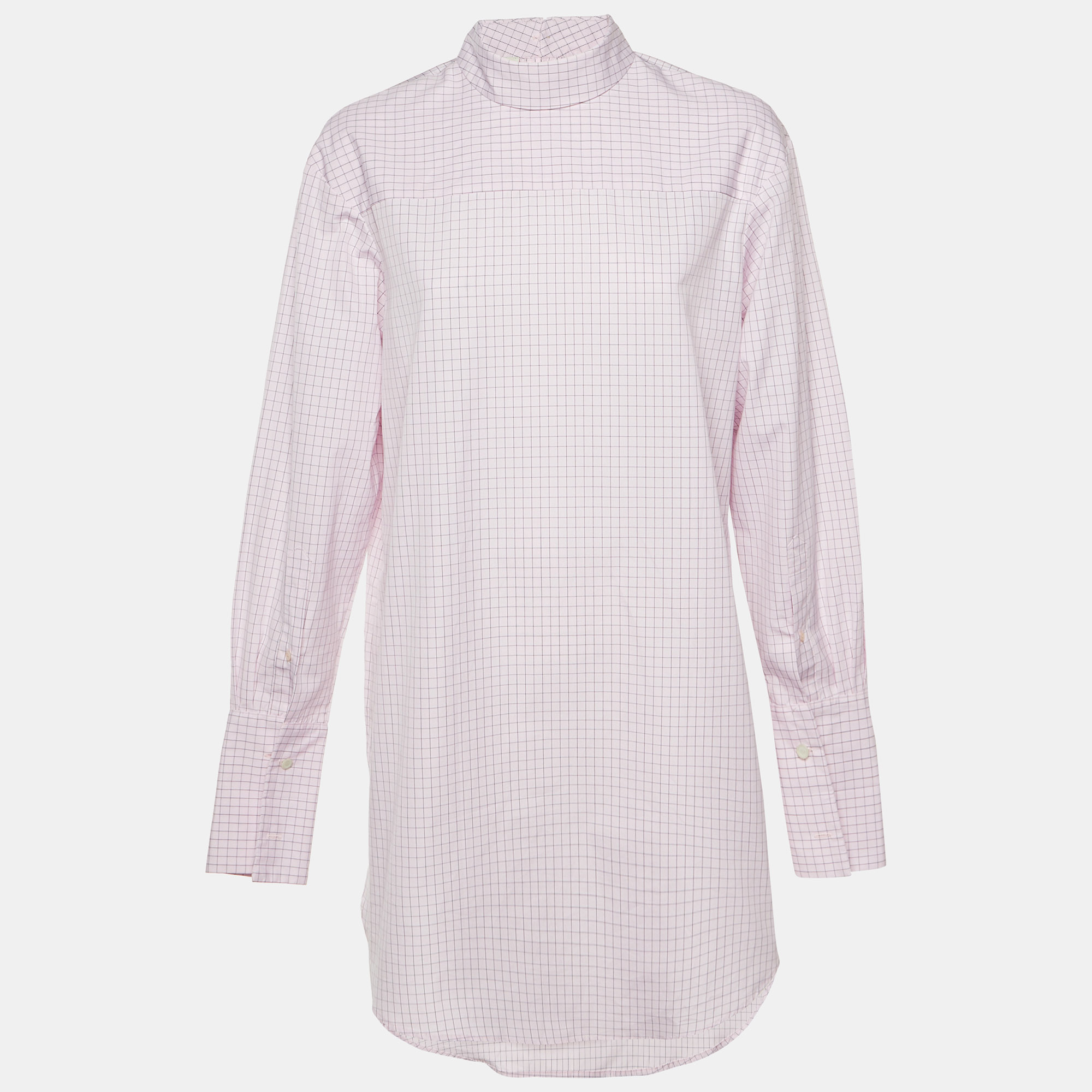 

Dries van Noten Pink Checkered Print Cotton Corso Shirt M