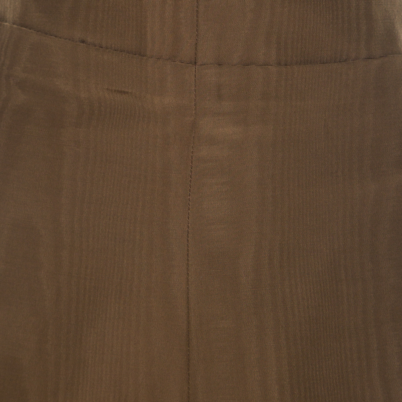 Pre-owned Dries Van Noten Bronze Gold Striped Cotton Blend Maxi Skirt S