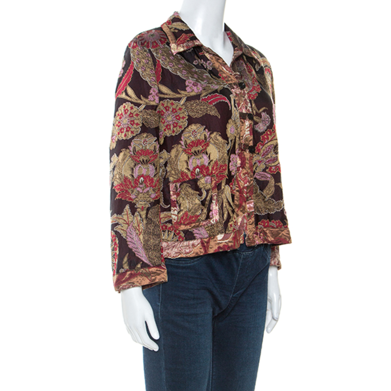 

Dries Van Noten Multicolor Oriental Floral Jacquard Silk Jacket