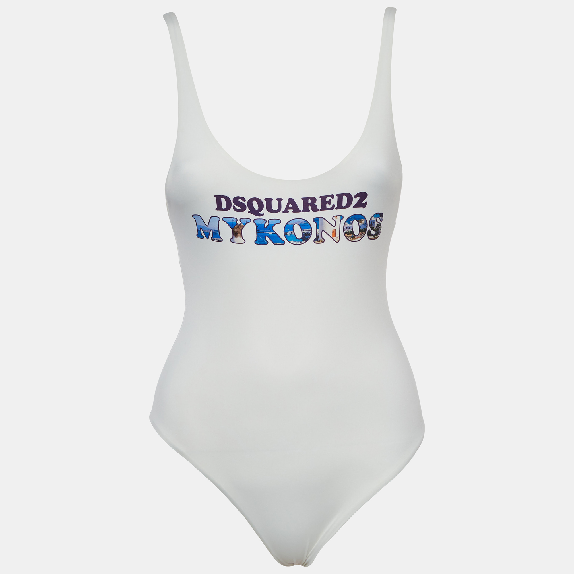 

Dsquared2 White Printed Jerey One Piece Swimsuit S