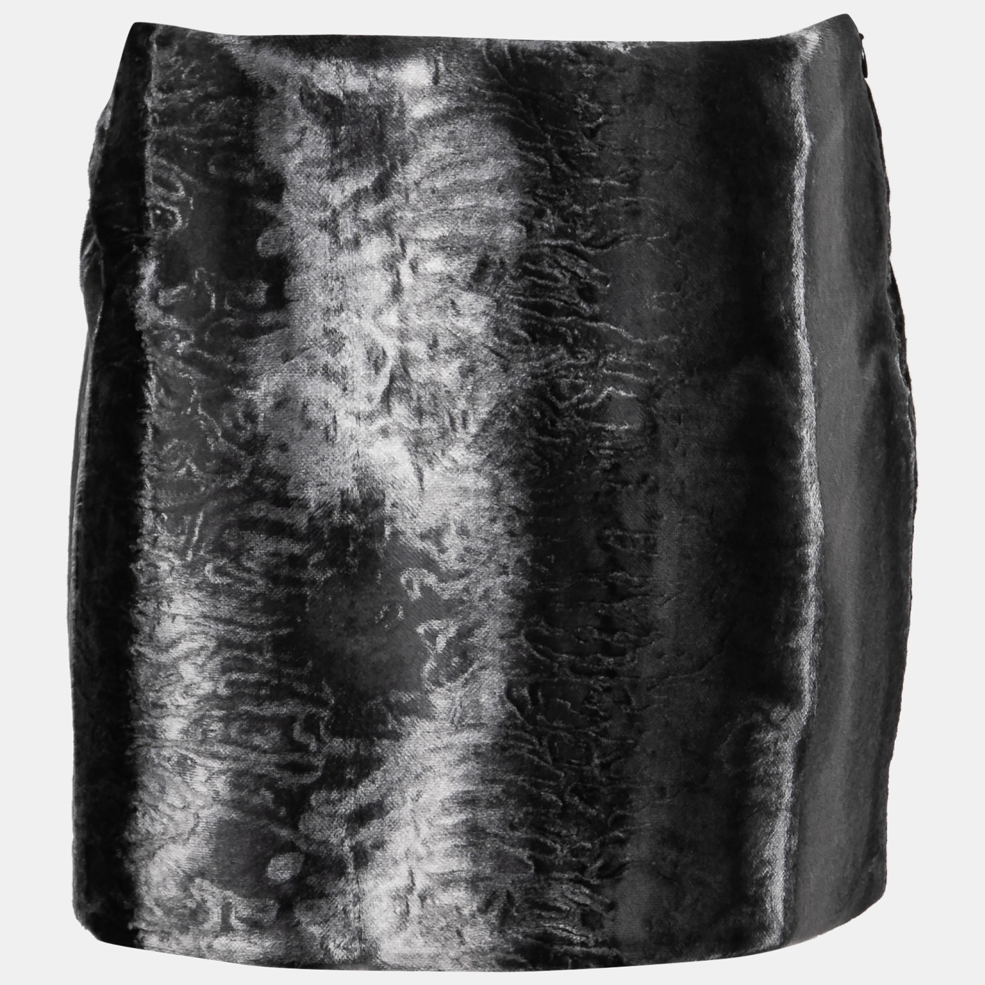 

Dsquared2 Grey Astrakhan Effect Velvet Mini Skirt