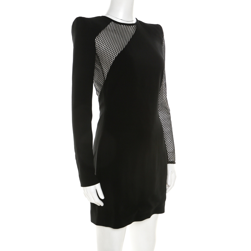 

Dsquared2 Black Crepe Mesh Insert Melissa Bodycon Dress