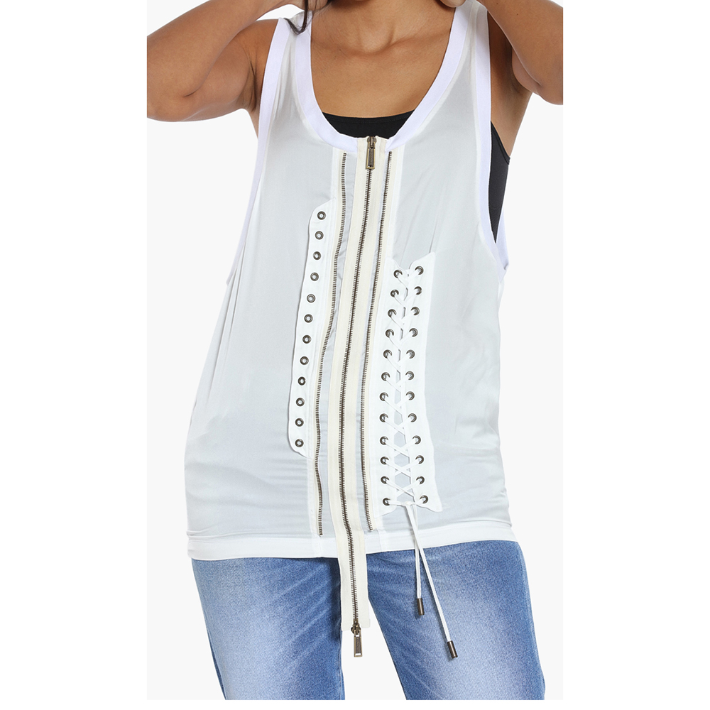 

Dsquared2 White Zipped Sleeveless Top