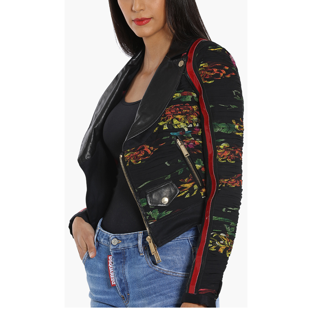 

Dsquared2 Black Ruched Floral Print Jacket  (IT 42