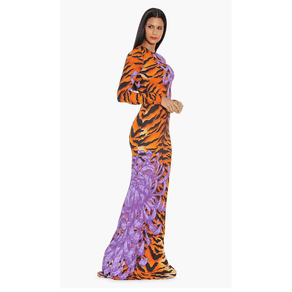 

Dsquared2 Orange Printed Long Dress, Multicolor