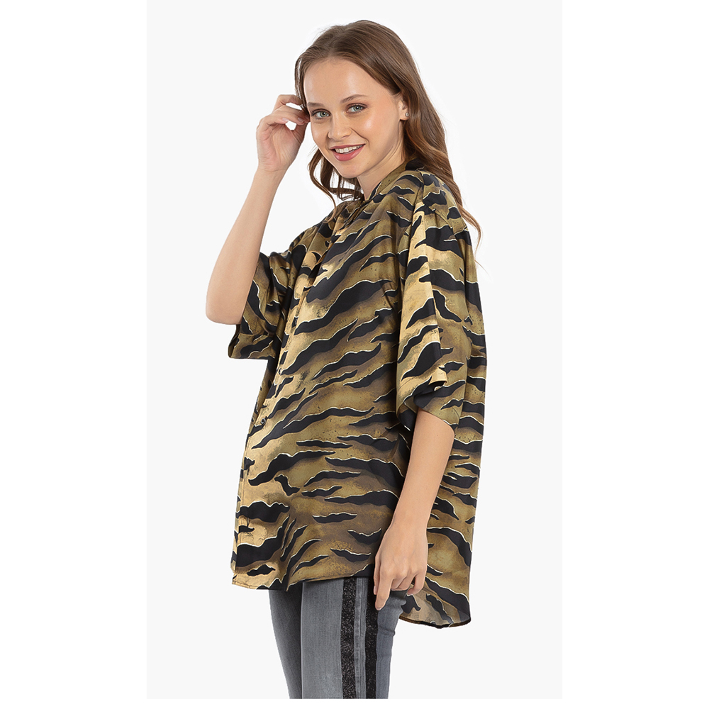 

Dsquared2 Green Printed Short Sleeves Shirt  (IT 38