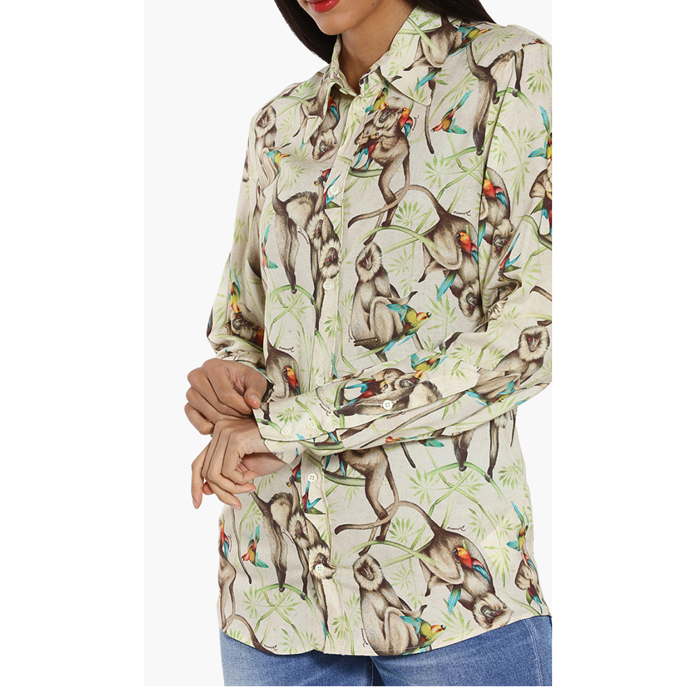 

Dsquared2 Green Monkey Print Long Sleeves Shirt  (IT 42