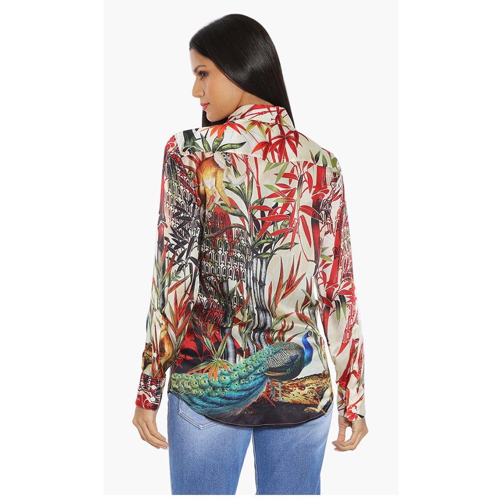 

Dsquared2 Red Monkey Flash Silk Boyfriend Shirt  (IT 40