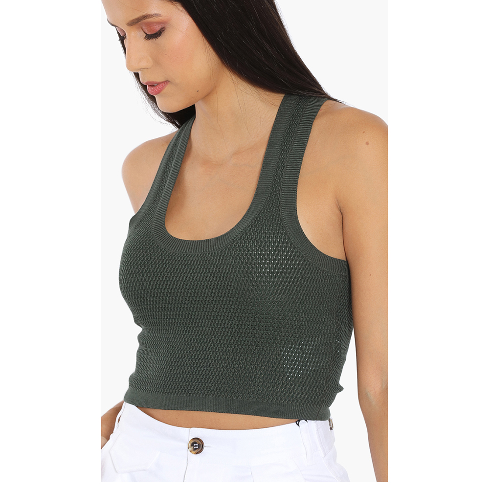 

Dsquared2 Green Woven Crop Top