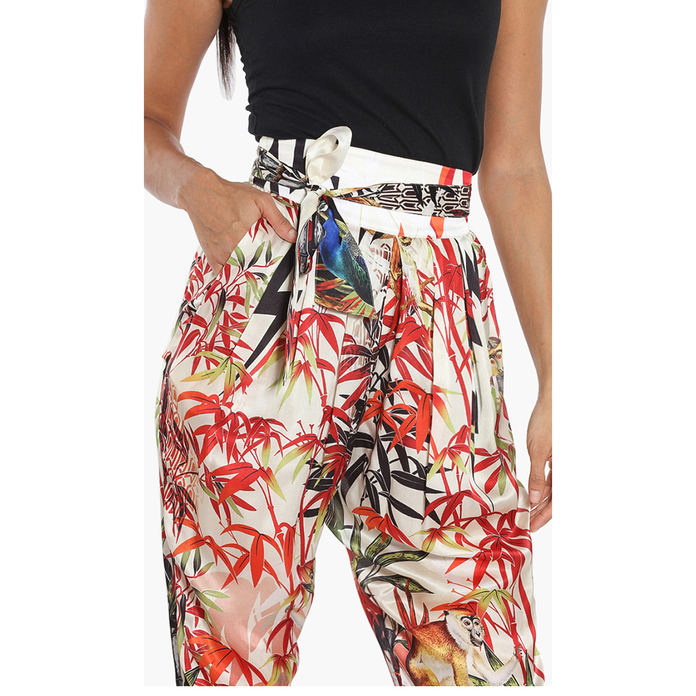 

Dsquared2 Multi_Color Printed Silk High-Waisted Pants  (40, Multicolor