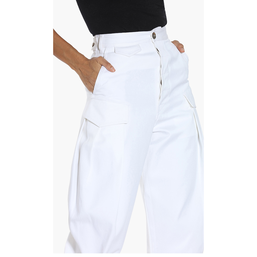 

Dsquared2 White Cotton Twill High-Waisted Cropped Pants  (38