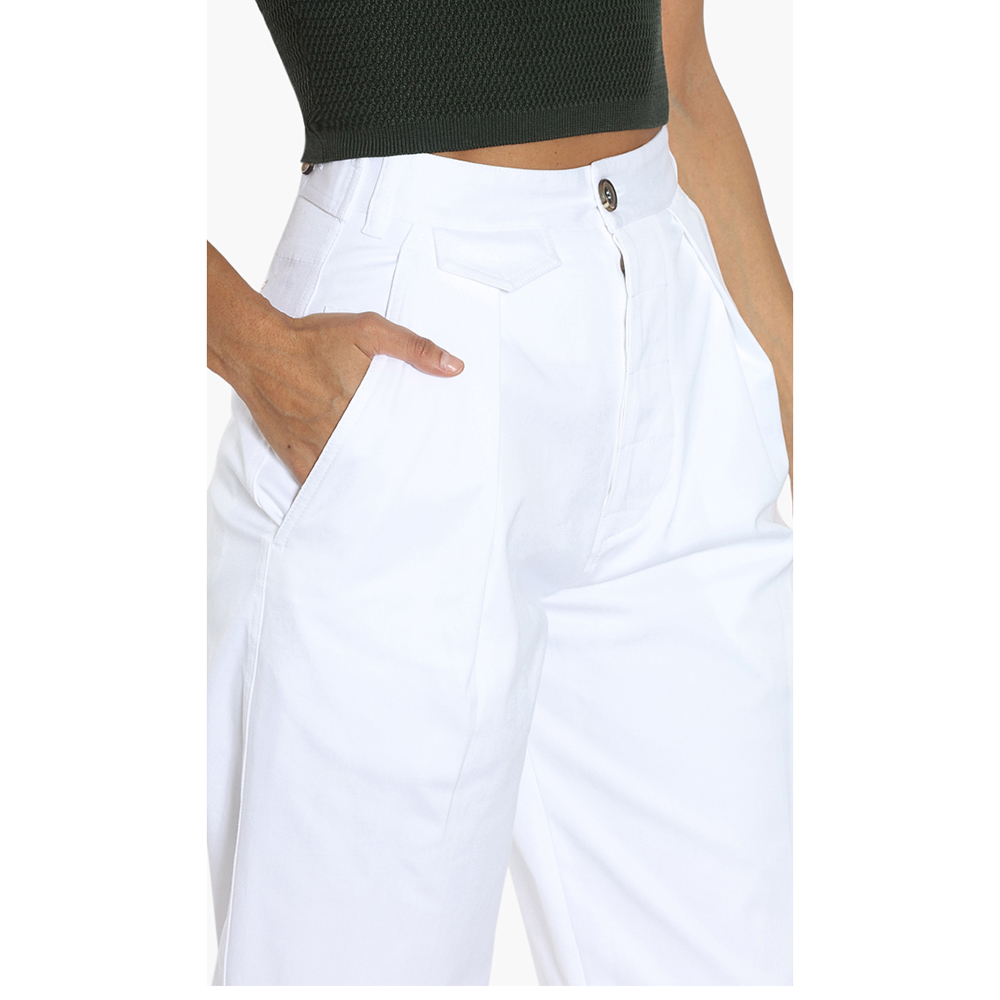 

Dsquared2 White High-Waist Cotton Pants  (38