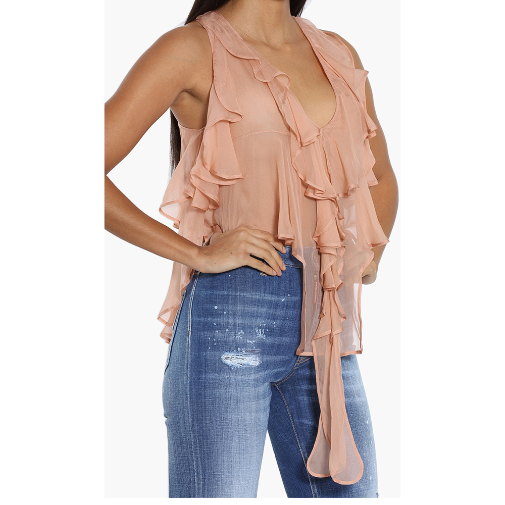 

Dsquared2 Beige Ruffled Chiffon Blouse  (IT 42