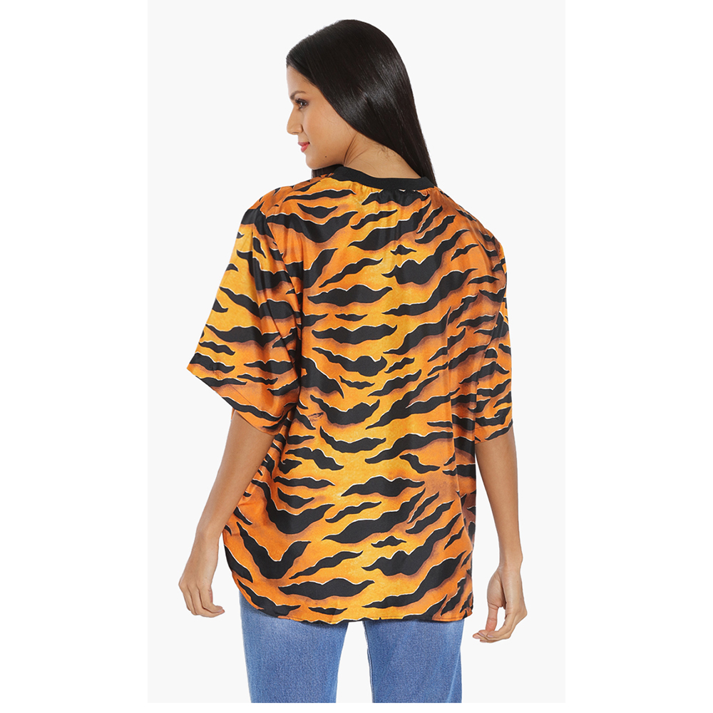 

Dsquared2 Orange Tiger Camouflage Silk T-Shirt  (IT 38