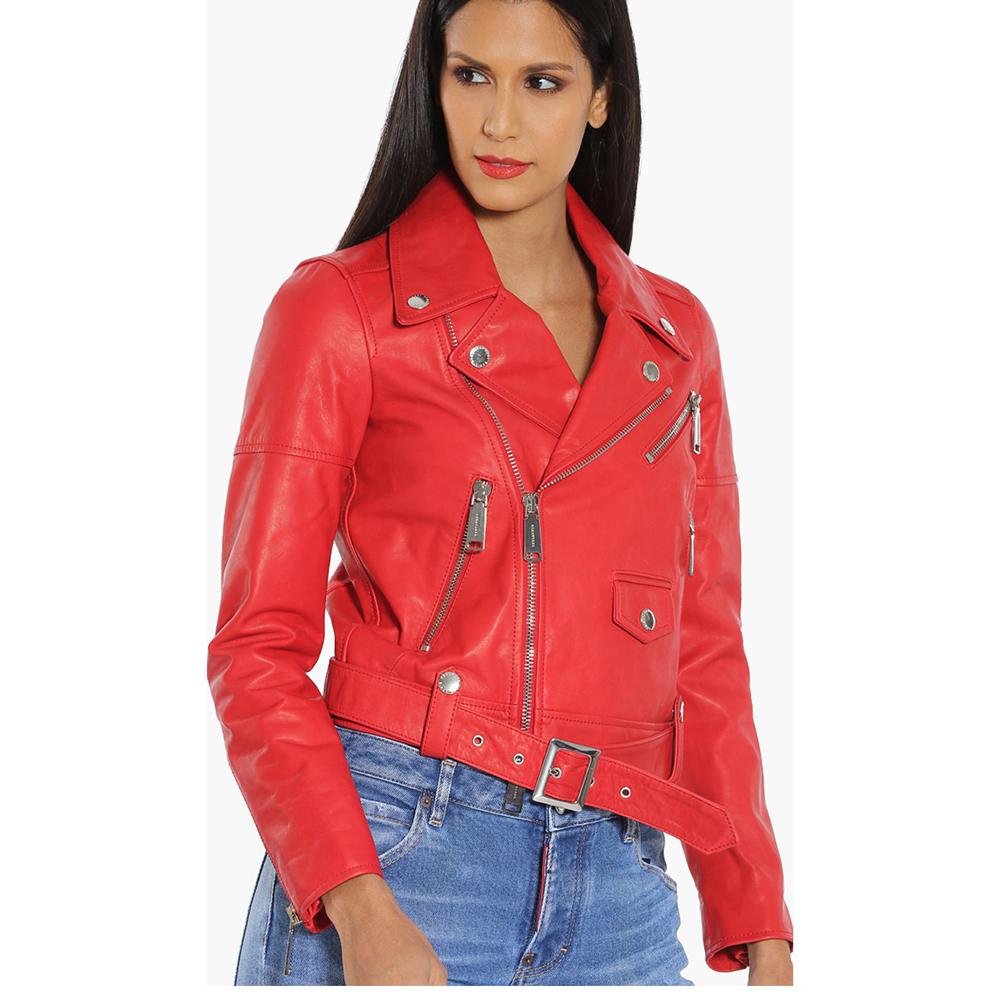 

Dsquared2 Red Biker Leather Jacket  (IT 38