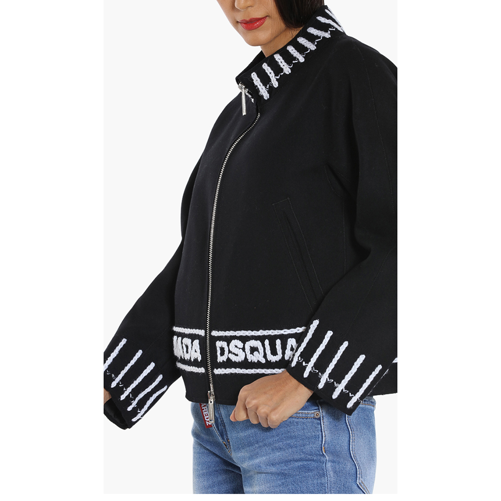 

Dsquared2 Black Embroidered Logo Jacket  (IT 36