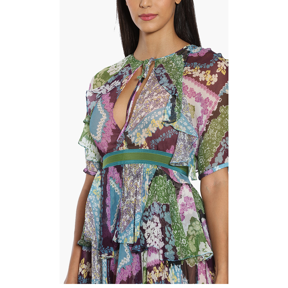 

Dsquared2 Multi_Color Floral Print Ruffled Delilah Dress  (IT 38, Multicolor