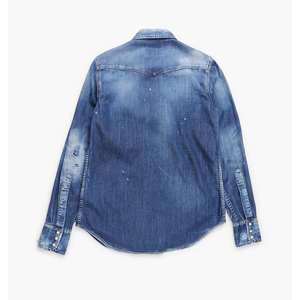 

Dsquared2 Blue Embroidered Logo Denim Shirt  (IT 40