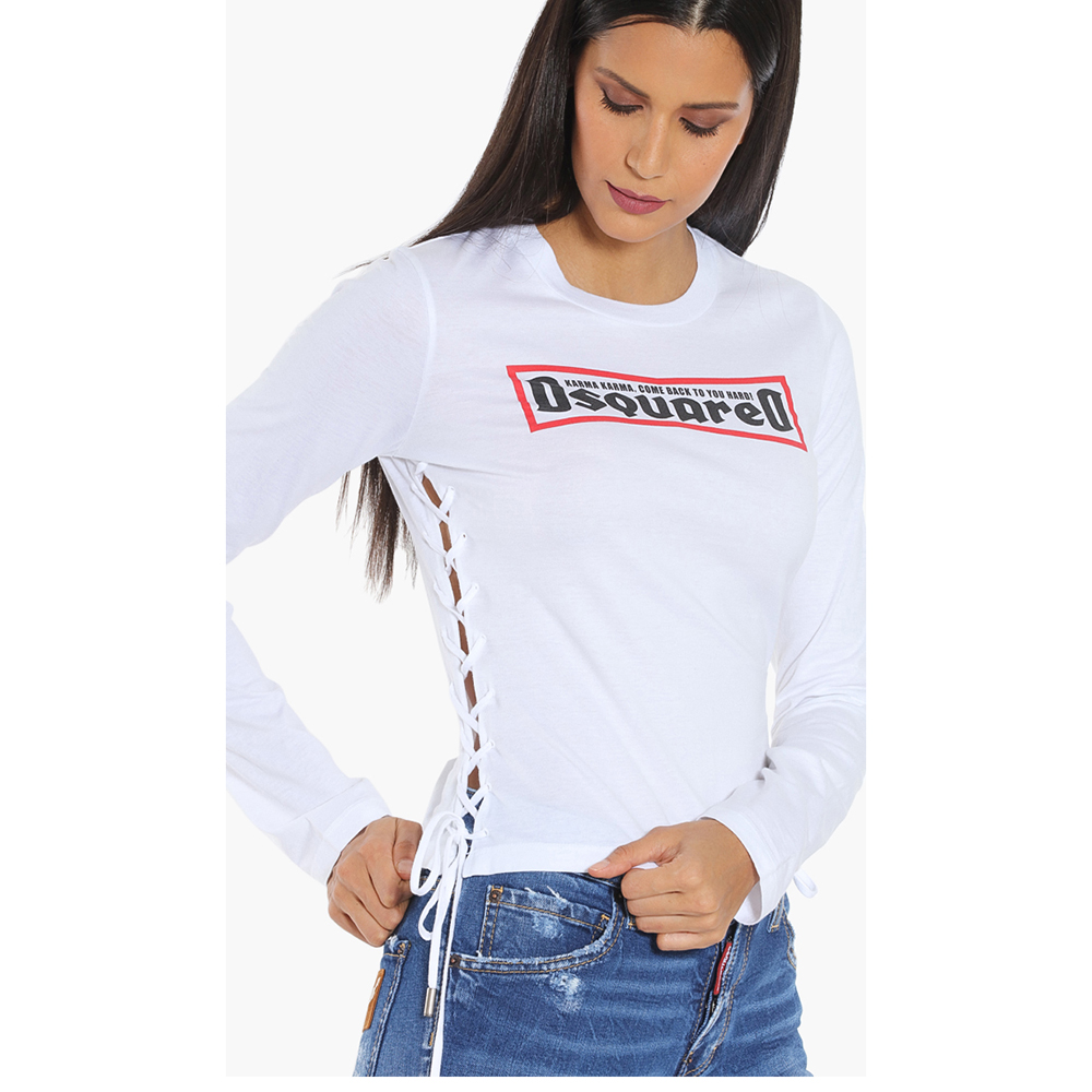 

Dsquared2 White Logo Long Sleeves T-Shirt
