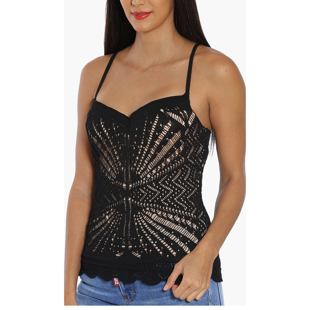 

Dsquared2 Black Crochet Cotton Top