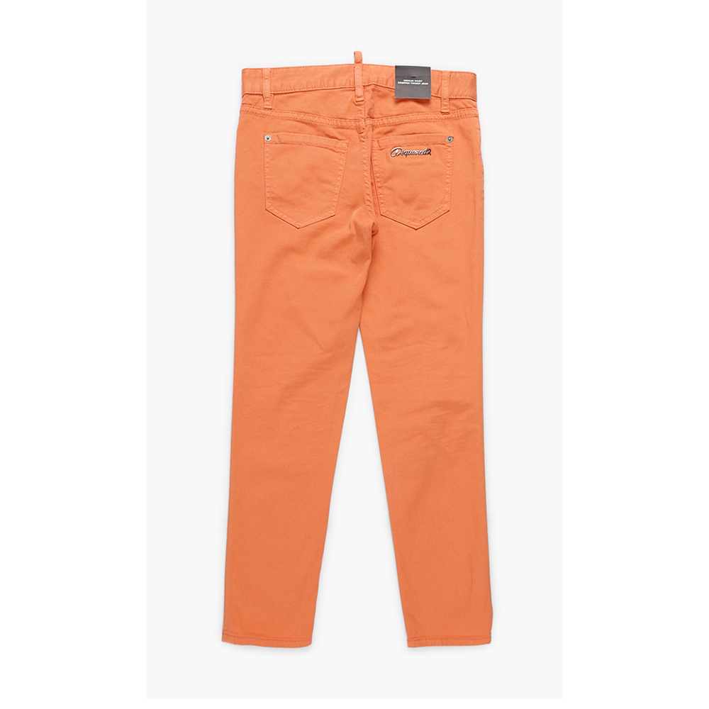 

Dsquared2 Orange Medium Waist Cropped Twiggy Jeans  (36