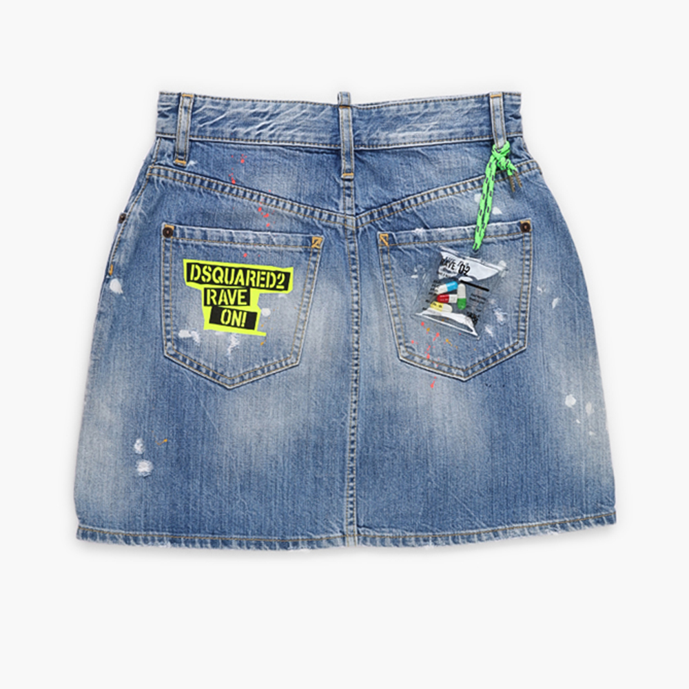 

Dsquared2 Blue Distressed Denim Skirt  (38