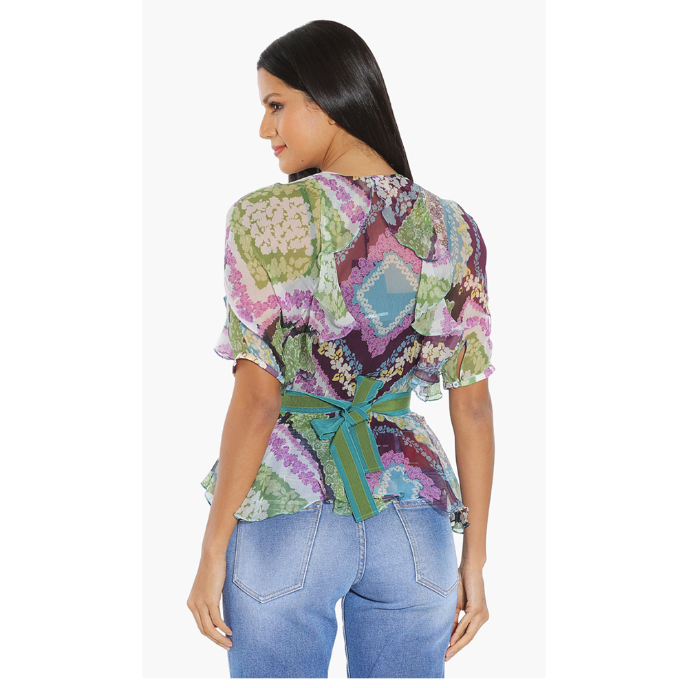 

Dsquared2 Multicolor Floral Ruffled Blouse  (IT 40