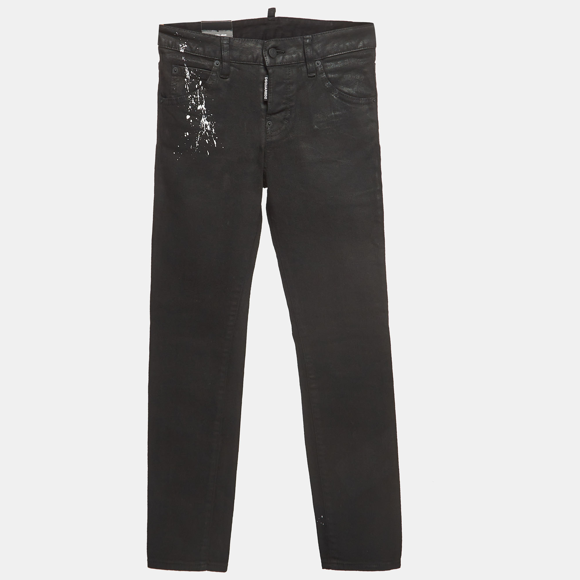Pre-owned Dsquared2 Black Paint Splash Denim Straight-leg Jeans M Waist 29''